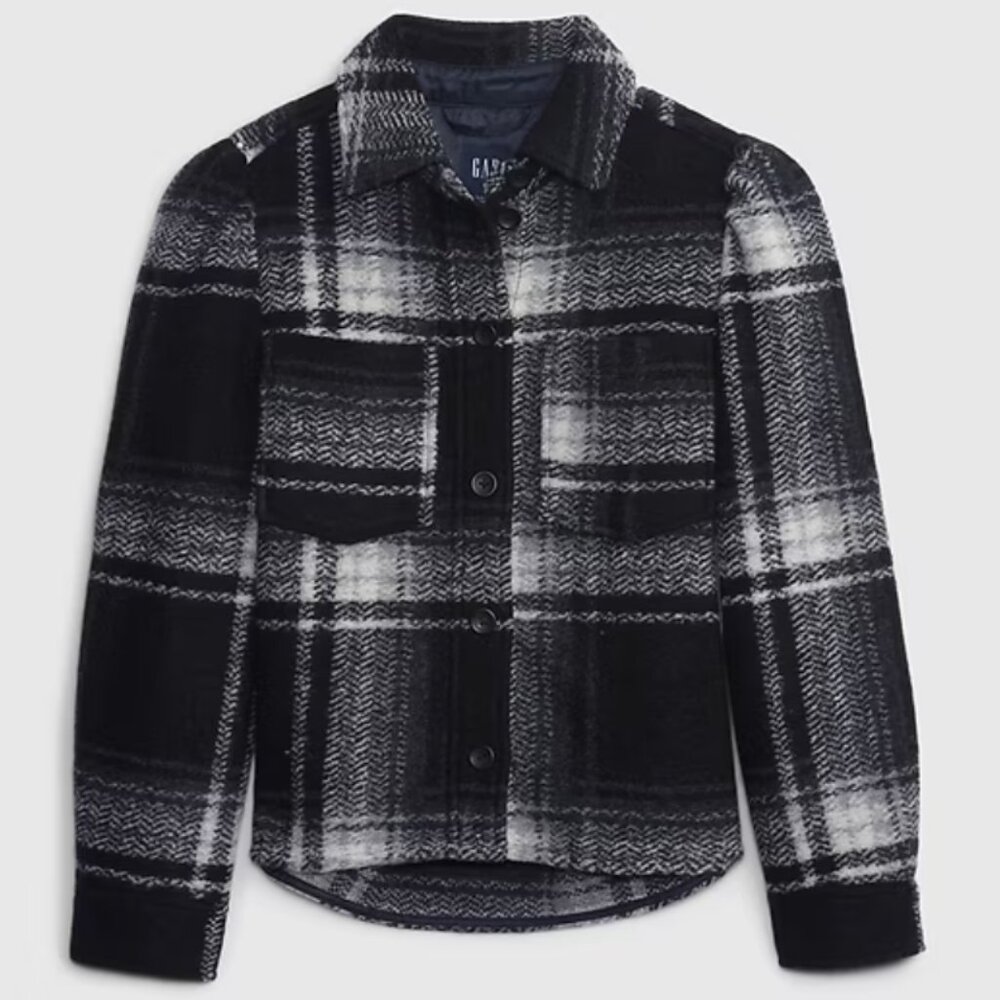 Puff Sleeve Cropped Wool Shirt Jacket